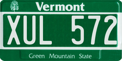 VT license plate XUL572