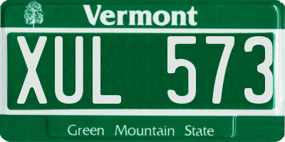 VT license plate XUL573