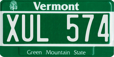 VT license plate XUL574