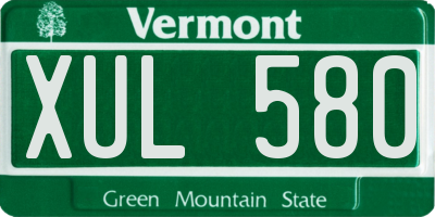 VT license plate XUL580