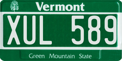 VT license plate XUL589