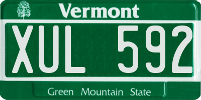 VT license plate XUL592