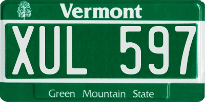 VT license plate XUL597
