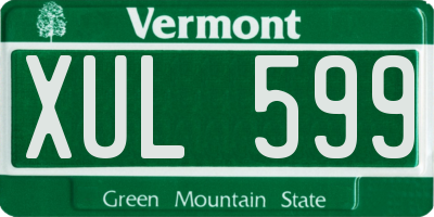 VT license plate XUL599