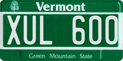 VT license plate XUL600