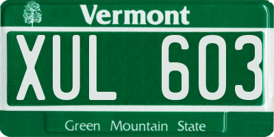 VT license plate XUL603