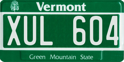 VT license plate XUL604