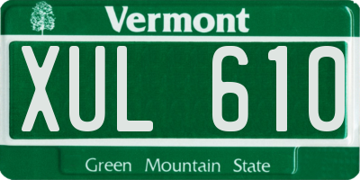 VT license plate XUL610