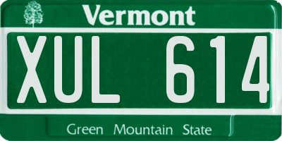 VT license plate XUL614