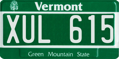VT license plate XUL615
