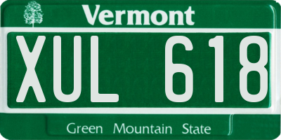 VT license plate XUL618