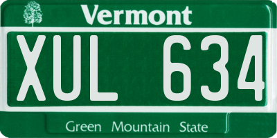 VT license plate XUL634