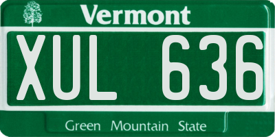 VT license plate XUL636