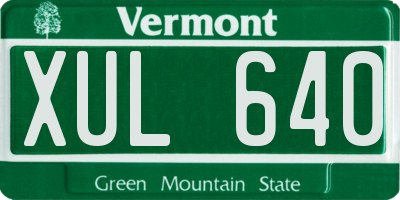 VT license plate XUL640