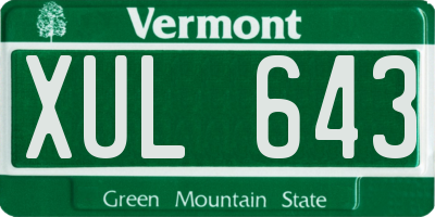 VT license plate XUL643