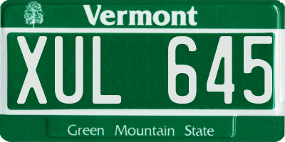 VT license plate XUL645