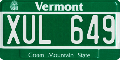VT license plate XUL649