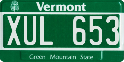VT license plate XUL653