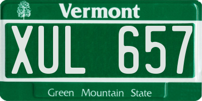 VT license plate XUL657