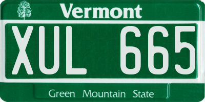 VT license plate XUL665