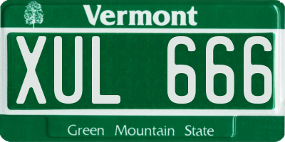 VT license plate XUL666