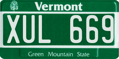 VT license plate XUL669