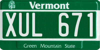 VT license plate XUL671