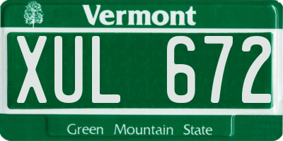 VT license plate XUL672