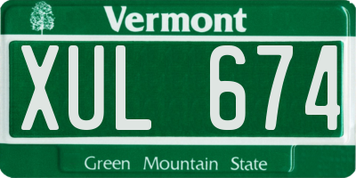 VT license plate XUL674