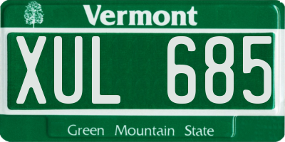 VT license plate XUL685