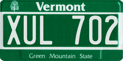 VT license plate XUL702