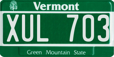VT license plate XUL703