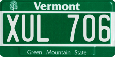 VT license plate XUL706