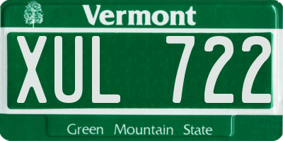VT license plate XUL722