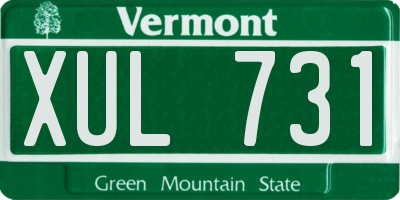 VT license plate XUL731