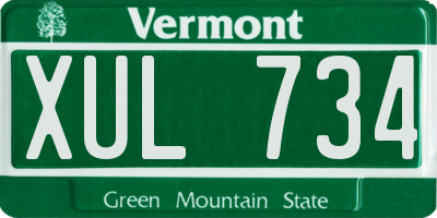 VT license plate XUL734
