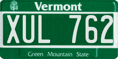 VT license plate XUL762