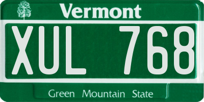 VT license plate XUL768
