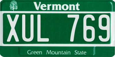 VT license plate XUL769