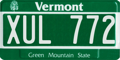 VT license plate XUL772