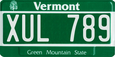 VT license plate XUL789