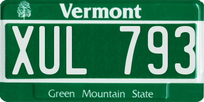 VT license plate XUL793