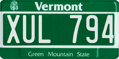 VT license plate XUL794