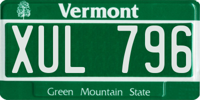 VT license plate XUL796