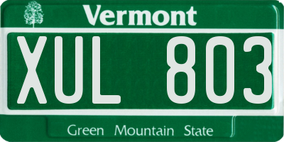 VT license plate XUL803