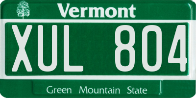 VT license plate XUL804