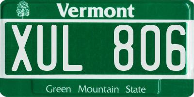 VT license plate XUL806