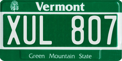 VT license plate XUL807