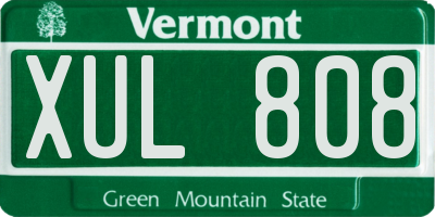 VT license plate XUL808