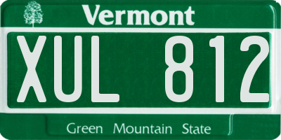 VT license plate XUL812